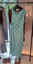 ZARA BNWT 2025. TURQUOISE BLUE APPLIQUE ASYMMETRIC LINEN MIDI DRESS. 873... - $94.71