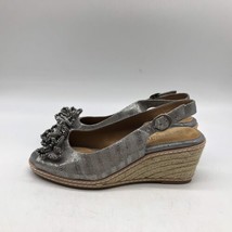 Michelle D Women&#39;s silver Open Toe Wedge Heel Shoes Size 8M - £34.27 GBP