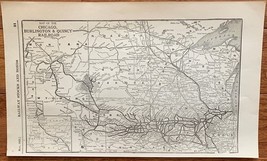 1923 Antique CHICAGO, BURLINGTON &amp; QUINCY RAILROAD Map Vintage RAILWAY Map - $13.57 CAD