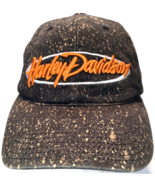 Harley Davidson Splatter Hat Grunge Spell Out Embroidered Strap Back Ann... - £35.30 GBP