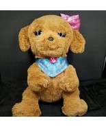 Barbie Brown Puppy Dog Plush Pink Blue Scarf Eyes Stuffed Animal Large G... - £38.78 GBP