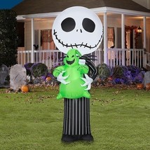 Gemmy Jack Skellington Hugging Oogie Boogie Halloween Inflatable Yard Decor - £45.66 GBP