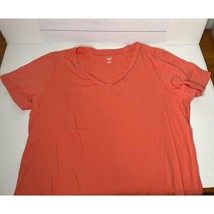 Style &amp; Co Woman The Essential Tee Orange V-Neck Short Sleeve T-Shirt Womens 3X - £20.09 GBP