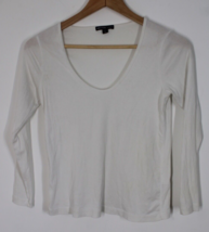 James Perse 0 XS White Scoop Neck Ribbed Tee Top - £20.31 GBP