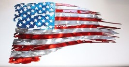 Patriotic Tattered &amp; Torn American Flag - Metal Wall Art - 22&quot; x 13&quot; - £64.52 GBP