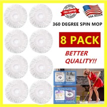 8 Pack Replacement Microfiber White Round Mop Head Refill 360 Spin Bette... - £15.00 GBP