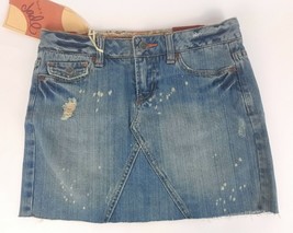 Myth of Jade Skirt Womens 1 Blue Denim Jean Distressed Destroyed Ripped Frayed - £17.65 GBP
