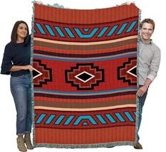 Chimayo Blanket - Southwest Native American Inspired - Gift Tapestry, 72x54 - £72.73 GBP