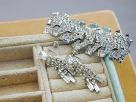 Early Wide Rhinestone Bracelet &amp; Earrings ESTATE - £23.97 GBP