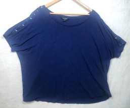 Lauren Ralph Lauren Linen Blend Top Shirt Royal Blue Tie Short Sleeves W... - $17.63