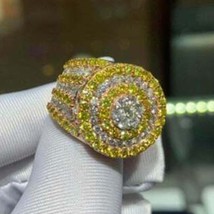 2.60 KT Rotondo Grappolo Diamante Uomo Pinky Fidanzamento Ring 14k Giallo Dorato - £150.49 GBP