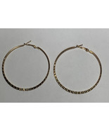 Pair of Earring Fashion Jewelry Gold Loop Hoop Round 2 1/4 Inch - £2.72 GBP