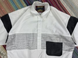 Vintage 90s Giani Popover Shirt Pullover Banded Waist Pocket 4 Button Polo - $34.64