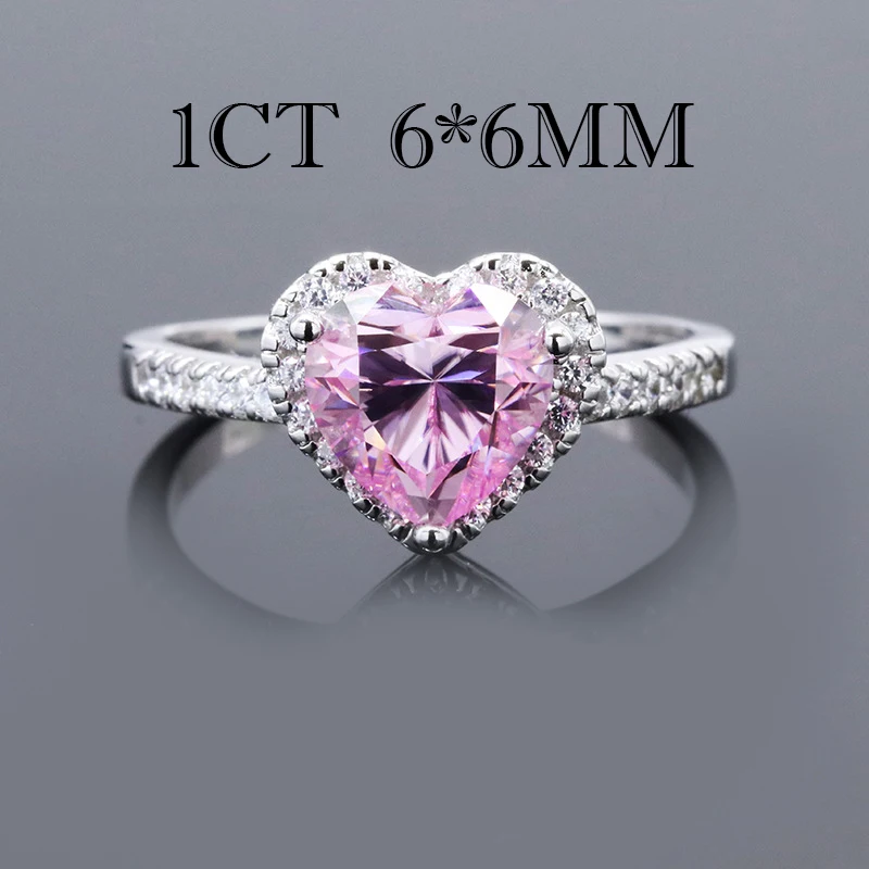 Super Flash 2CT Pink Heart-Shaped Moissanite Ring GRA Certificate Wedding Party  - £267.58 GBP