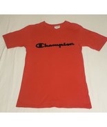 Vintage Champion T Shirt Embroidered Logo Red with Black Mens Size Small - $7.50