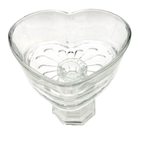 Clear Glass Heart Pedestal Candy Dish Olive Pickles Serveware - £15.61 GBP