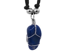 Mia Jewel Shop Metal Wire Wrapped Tumbled Healing Gemstone Crystal Pendant Adjus - $17.81