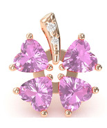 4 Leaf Clover Lab-Created Pink Sapphire Diamond Pendant In 14k Rose Gold - $614.10 CAD