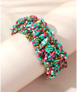 NEW Bracelet Boho Festival Beaded Layered Rice Bead Pastel Colorful - €18,50 EUR