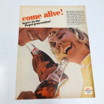 1964 Pepsi Cola Laughing Couple Glass Bottle Print Ad 10.5x13.5 - $8.00
