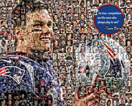 Tom Brady Photo Mosaic Print Art using 50 Different Player Images of Tom. 11x14&quot; - £20.03 GBP