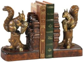 Bookends Bookend MOUNTAIN Lodge Pinecone and Squirrel Resin Hand-Painted - £224.39 GBP