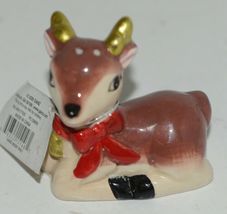Ganz MX177530 Small Deer Painted Glass Salt Pepper Shakers Red Bow image 4