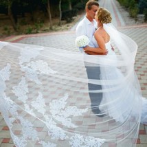 3m White/Ivory Wedding Veils with Appliques for Bridal  - $19.99