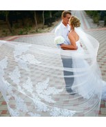 3m White/Ivory Wedding Veils with Appliques for Bridal  - £16.23 GBP