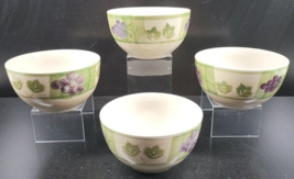 (4) Mulberry Home Collection Napa Grape Cereal Bowls Set Purple Green Leaves Lot - £39.12 GBP