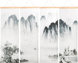 Landscape Painting 4 Pack, Chinese Traditional Wall Art, Fixed Wooden Ha... - $40.11