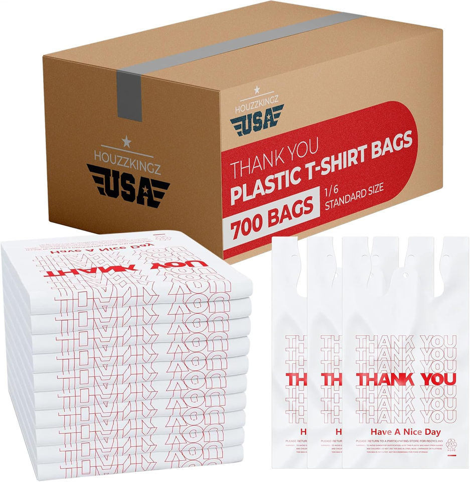 700 Thank You Plastic Bags - Grocery Shopping Bags with Handles [12&quot; X 6... - $37.83