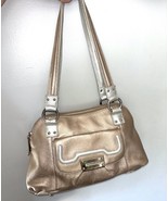 VTG Leather HandBag Purse Tignanello Metallic Rose Gold Silver Couture D... - $71.15 CAD