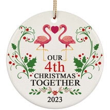 Funny Couple Flamingo Ornament Christmas Gift 4th Wedding 4 Years Anniversary - £11.80 GBP