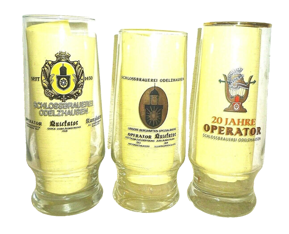 3 Schloss Bräu Odelzhausen Augsburg Operator Quickator Kanzlator 0.5L Glasses - $24.95
