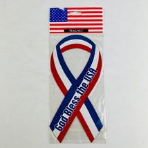 God Bless the USA Red, White, &amp; Blue Ribbon Magnet for Car or Refridgera... - $9.89