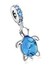 Sticks and Stones Murano Glass Sea Turtle Dangle Charm, Blue - £88.17 GBP