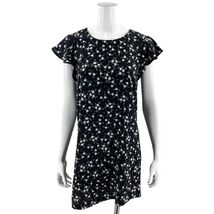 Adrienne Vittadini Womens Shift Dress Sz 6 Black Gray Floral Flutter Sle... - $24.75