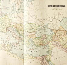 1883 Antique Map Roman Empire Victorian Political Bi-Fold History E90F3 - $554.45 MXN
