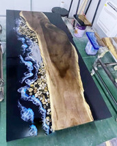 Ocean Wave Table, Black Epoxy Table Top, Epoxy Resin Table, Resin Wood F... - $2,263.14