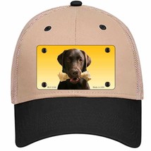 Chocolate Labrador Retriever Dog Novelty Khaki Mesh License Plate Hat - £23.17 GBP