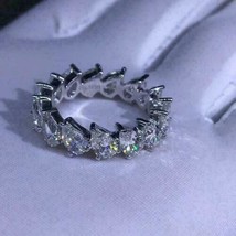 2.1CT  Lab Created VVS1/D Diamond Eternity Wedding Band Ring 14K White Gold FN - £73.95 GBP