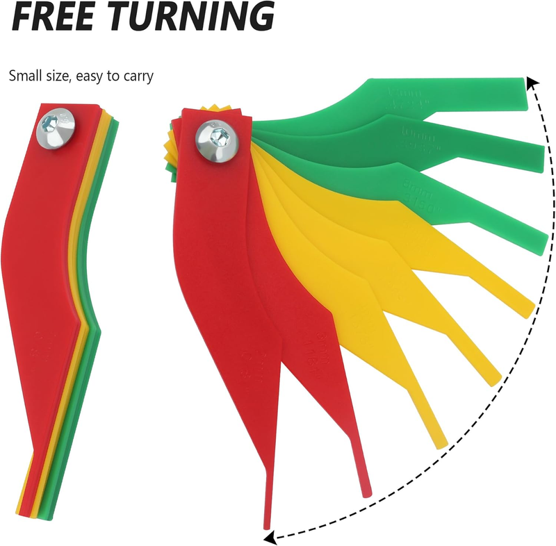8PCS Brake Pad Measuring Tool,Color Coded Brake Pad Gauge with Metric & SAE Size Item image 3