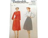 Vintage 1980s Butterick 5652 Women&#39;s Top &amp; Skirt Sewing Pattern Size 14 ... - $5.31