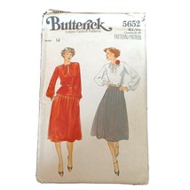 Vintage 1980s Butterick 5652 Women&#39;s Top &amp; Skirt Sewing Pattern Size 14 ... - £4.15 GBP