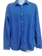 H&amp;M Striped Mens Dress Shirt Long Sleeve Blue White L Large - £13.97 GBP