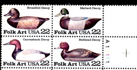 U S Stamps - Plate Block - Folk Art - Broadbill Decoy 22 cent stamps - £2.15 GBP