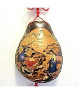 Vintage Carved Asian Gourd Shell Women Washing Clothing Wall Hanging - $34.64