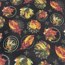 Fabric Scrap 40&quot; x 42&quot; Fall Leaves Brown Gold Orange - £7.09 GBP