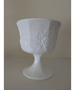 Mid Century Milk Glass Footed Vase  Indiana Glass Colony Harvest Grape V... - $41.16 CAD